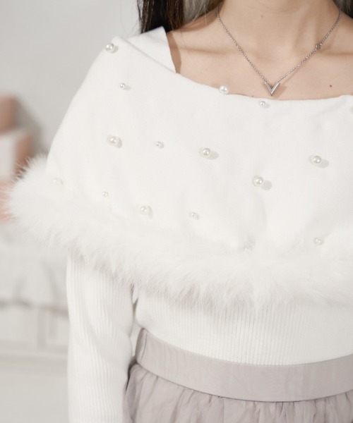 Pal elfy ニット セーター ファー付きケープライクニット レディース