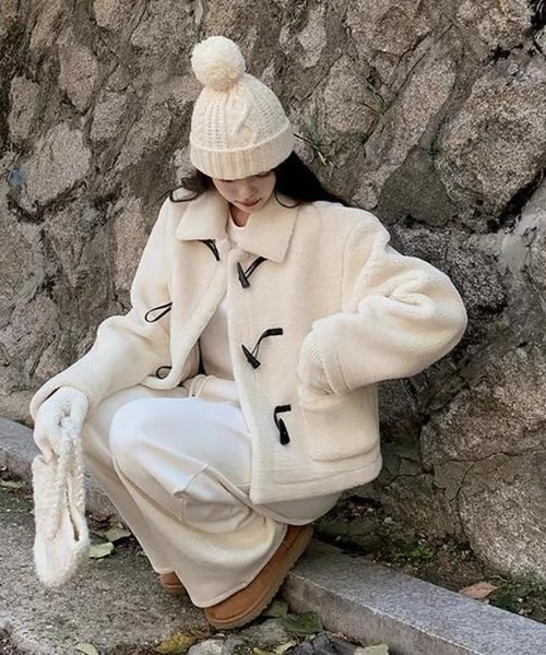 【着用3回】COLUMN♡コラム　激可愛♡ジャガードコート　アイボリー　36 LOULOU WILLOUGHBY】サークルジャガード コート