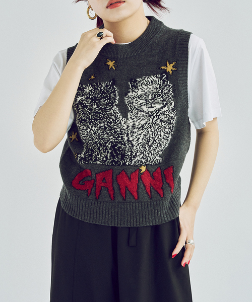GANNI Graphic Wool Mix Vest ニットベスト org.jpg