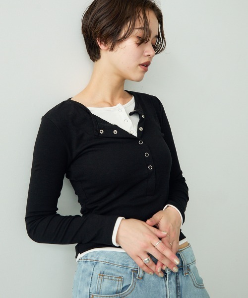 Clum tシャツ レイヤードボタントップス レディース : ZOZOTOWN Yahoo
