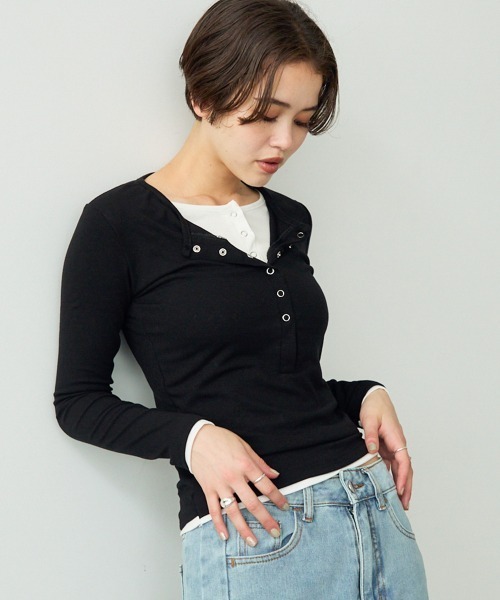Clum tシャツ レイヤードボタントップス レディース : ZOZOTOWN Yahoo