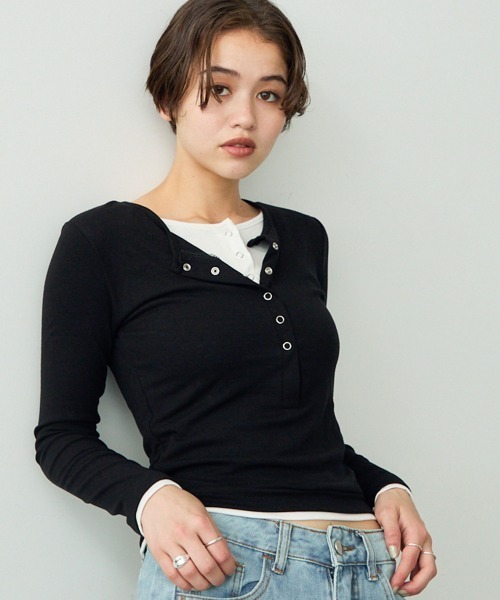 Clum tシャツ レイヤードボタントップス レディース : ZOZOTOWN Yahoo