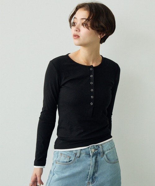PARTIMENTO WOMEN レイヤードTシャツ Clum tシャツ レイヤードボタントップス レディース : ZOZOTOWN Yahoo