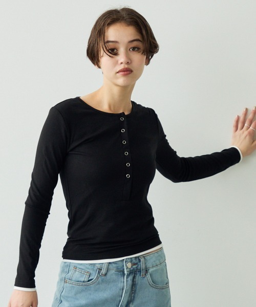 Clum tシャツ レイヤードボタントップス レディース : ZOZOTOWN Yahoo