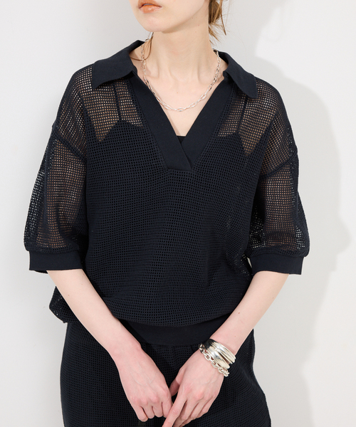 スローブイエナ　メッシュプルオーバー￼ SLOBE IENA tシャツ メッシュスキッパープルオーバー レディース