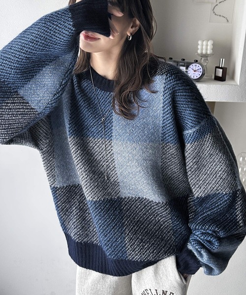 「classicalelf」 長袖ニット X-LARGE ブルー レディース_画像2