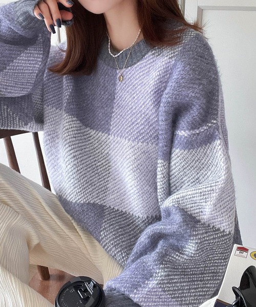 「classicalelf」 長袖ニット X-LARGE ブルー レディース_画像7