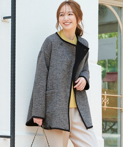 ANY SIS（エニィスィス） ノーカラーコート 3 ベージュ レディース