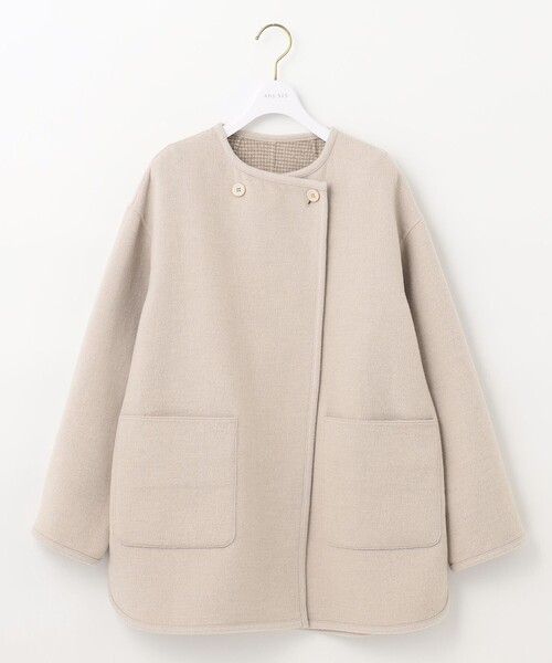 any SiS 新品　コート サイズ3 ANY SIS（エニィスィス） ノーカラーコート 3 ベージュ レディース