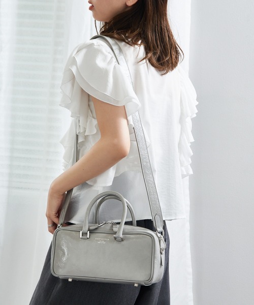 クリスチャンヴィラ　ロングハンドルボストンバッグ(グレー) CHRISTIAN VILLA（クリスチャンヴィラ） ハンドバッグ 「CHRISTIAN