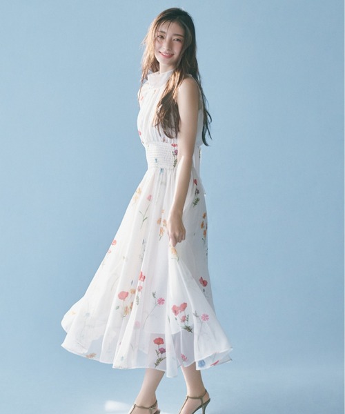 SNIDEL ワンピース バックリボンシフォンワンピース : ZOZOTOWN