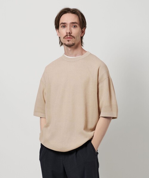 UNITED ARROWS　カシミアニットシャツ　S カシミヤ ロープド クルーネックニット