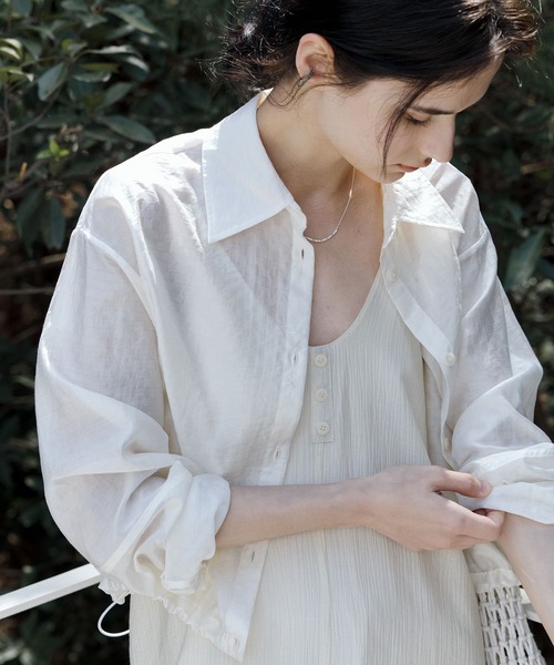 ブラウス シャツ 「tageechita」シアー素材 ドロップショルダー クロップドシャツ レディース tageechita】シアー素材 ドロップショルダー クロップドシャツ