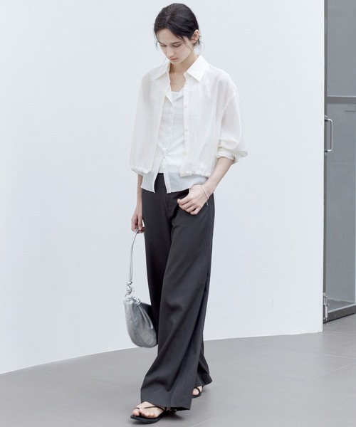 ブラウス シャツ 「tageechita」シアー素材 ドロップショルダー クロップドシャツ レディース tageechita ブラウス シャツ 「tageechita」シアー素材 ドロップ