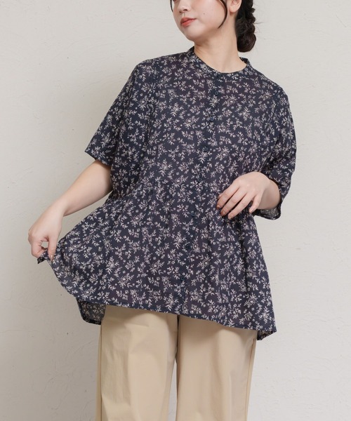 marai（マーライ） ブラウス シャツ 半袖 綿100% 半袖花柄シャツ