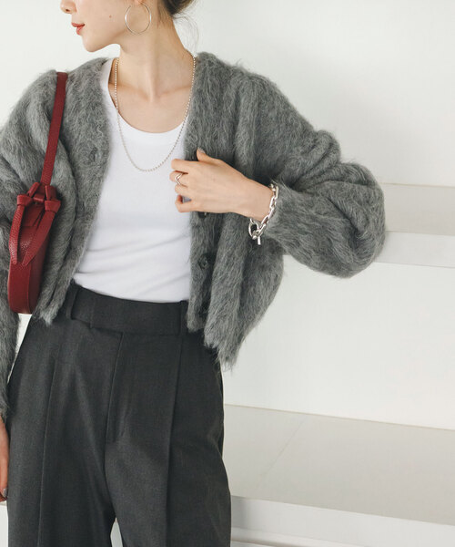 NOBLE（ノーブル） ニットカーディガン FREE チャコールグレー