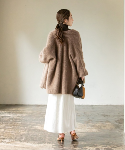 「NOBLE」 ニットカーディガン - ブラウン レディース NOBLE（ノーブル） ニットカーディガン - ブラウン レディース