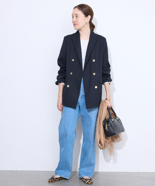 SLOBE IÉNA ブラック ダブルブレストジャケット SLOBE IENA ジャケット テーラードジャケット TRダブルブレスト