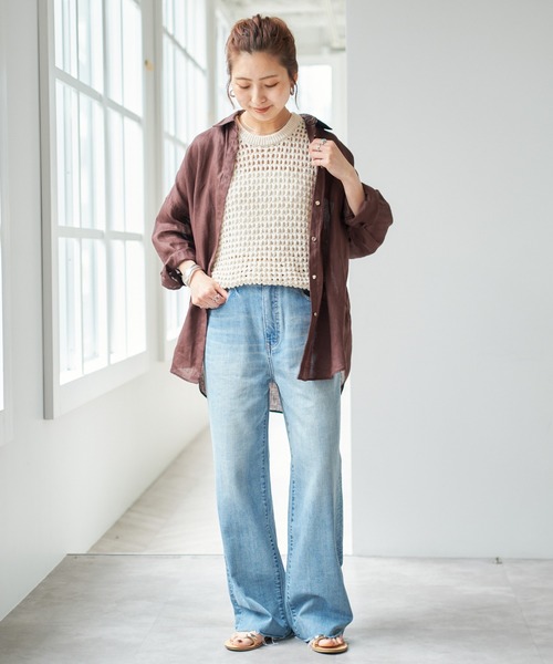 ブラウス シャツ 「追加3」80リネンカシュクールビッグシャツ レディース Spick＆Span ブラウス シャツ 「追加3」80リネンカシュクール