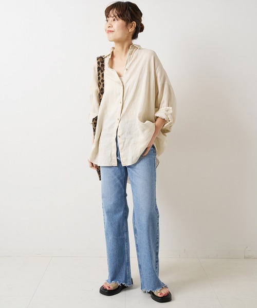 ブラウス シャツ 「追加3」80リネンカシュクールビッグシャツ レディース Spick＆Span ブラウス シャツ 「追加3」80リネンカシュクール