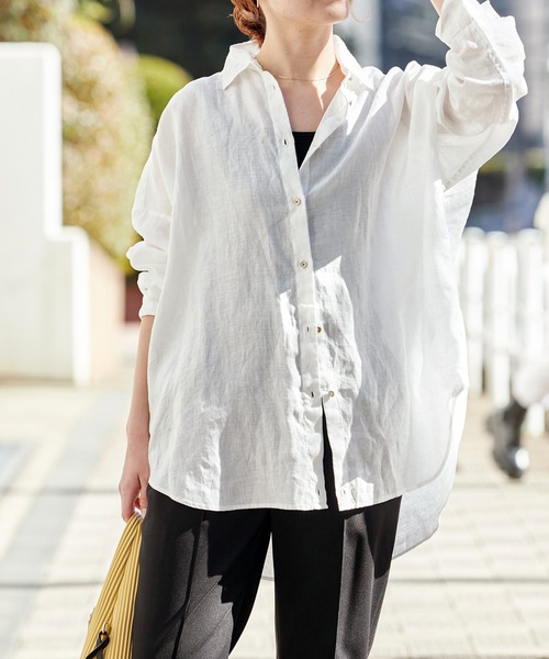 ブラウス シャツ 「追加3」80リネンカシュクールビッグシャツ レディース Spick＆Span ブラウス シャツ 「追加3」80リネンカシュクール