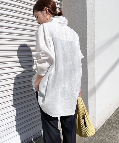 ブラウス シャツ 「追加3」80リネンカシュクールビッグシャツ レディース Spick＆Span ブラウス シャツ 「追加3」80リネンカシュクール