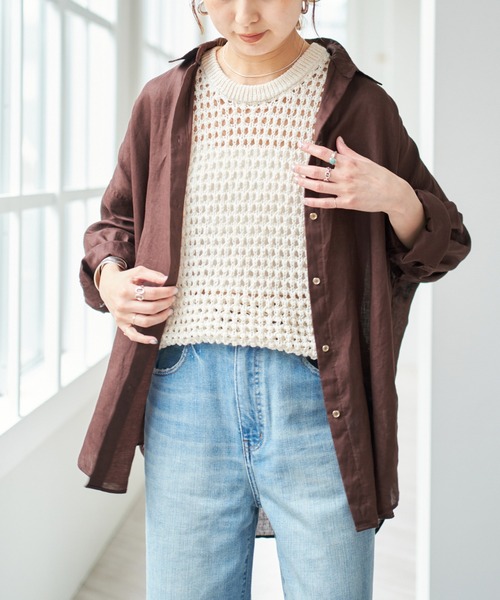 ブラウス シャツ 「追加3」80リネンカシュクールビッグシャツ レディース Spick＆Span ブラウス シャツ 「追加3」80リネンカシュクール