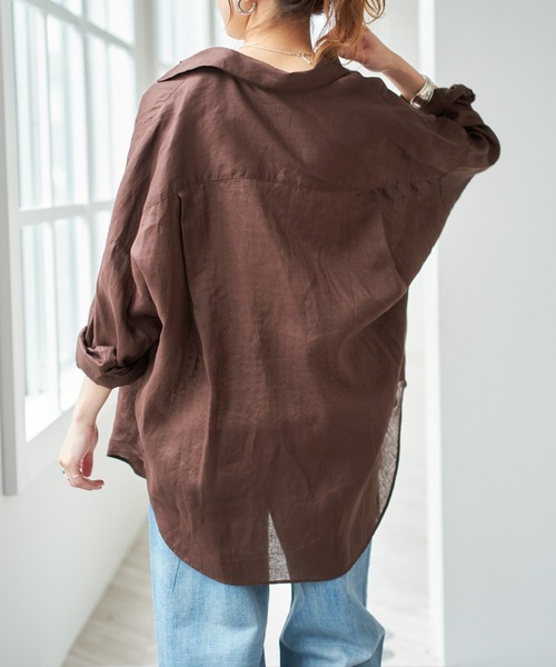 ブラウス シャツ 「追加3」80リネンカシュクールビッグシャツ レディース Spick＆Span ブラウス シャツ 「追加3」80リネンカシュクール