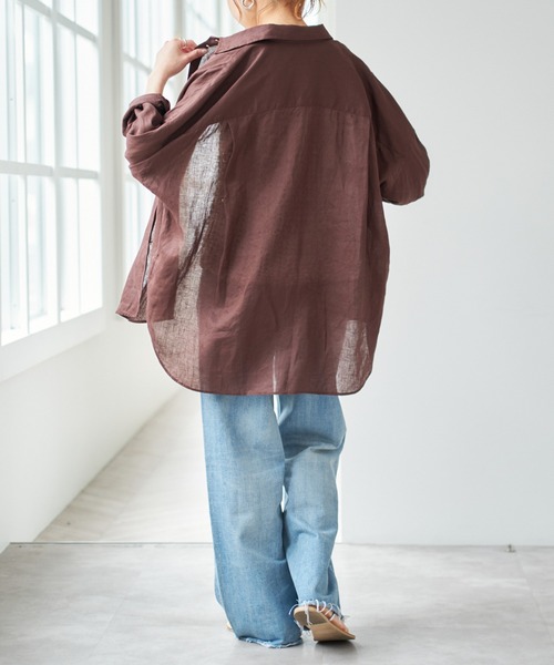 ブラウス シャツ 「追加3」80リネンカシュクールビッグシャツ レディース Spick＆Span ブラウス シャツ 「追加3」80リネンカシュクール