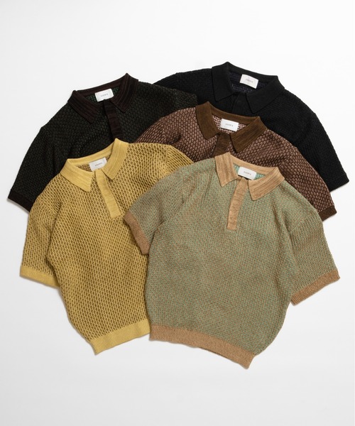 soerte ポロシャツ 半袖 Multi Color Jacquard Knit Polo / マルチ
