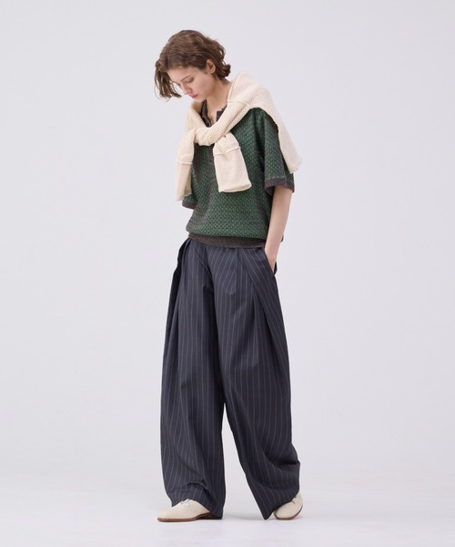 トップス MULTI COLLAR JACQUARD KNIT POLO soerte M MULTI COLLAR