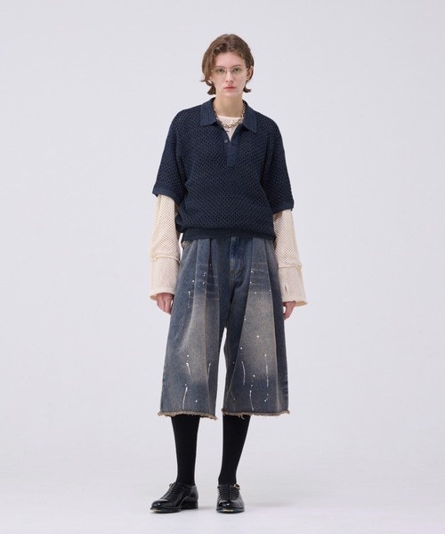 soerte ポロシャツ MULTI COLLAR JACQUARD KNIT POLO/マルチ