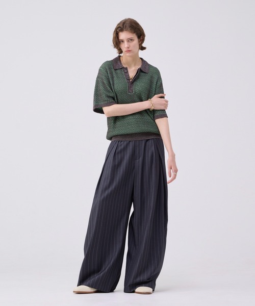 soerte ポロシャツ MULTI COLLAR JACQUARD KNIT POLO/マルチ