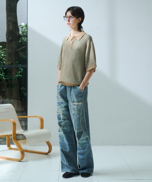 soerte ポロシャツ Multi Color Jacquard Knit Polo / マルチカラー