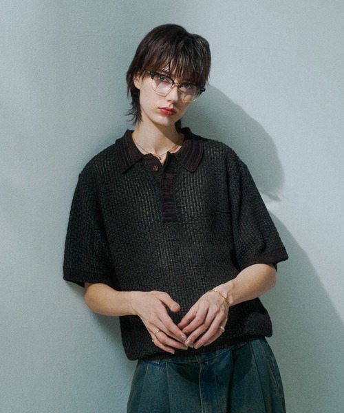 soerte ポロシャツ Multi Color Jacquard Knit Polo / マルチカラー