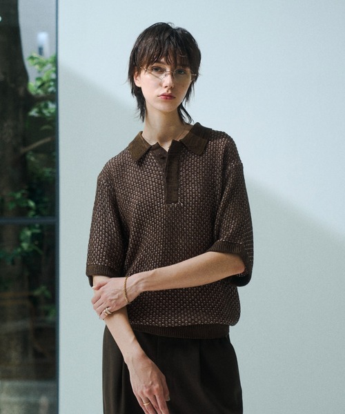 soerte ポロシャツ Multi Color Jacquard Knit Polo / マルチカラー