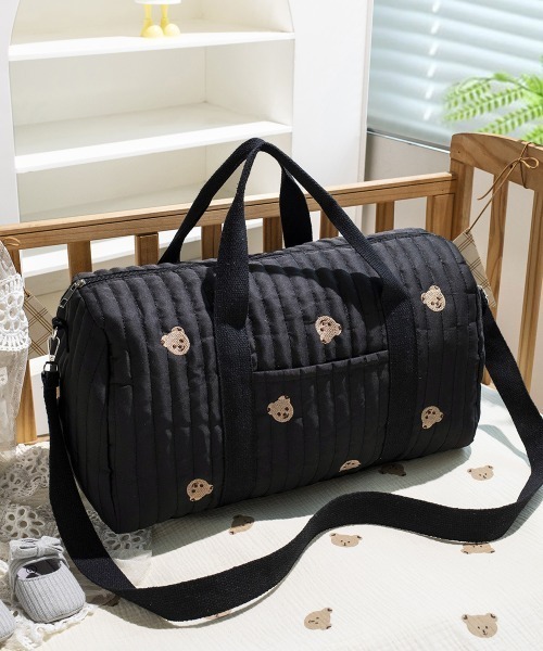 ボストンバッグ 「大容量」総柄刺繍 キルティング ボストン トラベル