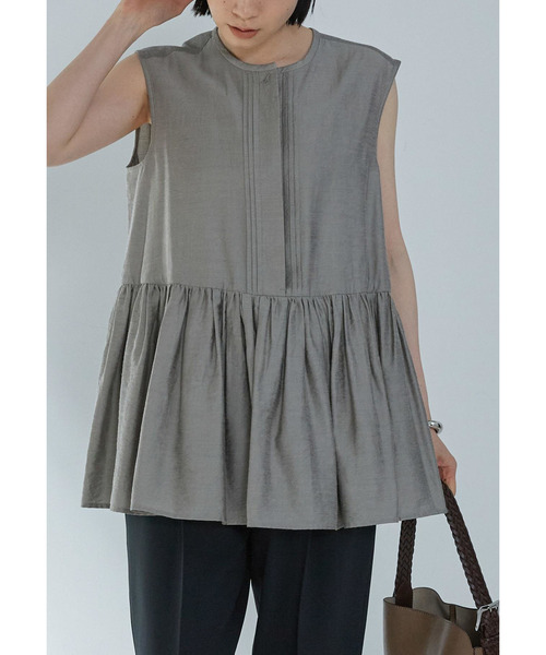1er Arrondissement ブラウス シャツ リネンレーヨンペプラムブラウス 