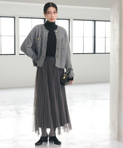 えりえり　ライトグレーXS LE'RURE ニュアンス配色チュール×グレードレス (S) をレンタル - 結婚