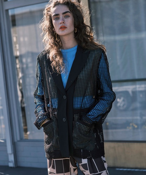 エブール ebure ラミーツイルジャケット テーラード ダブル 薄手