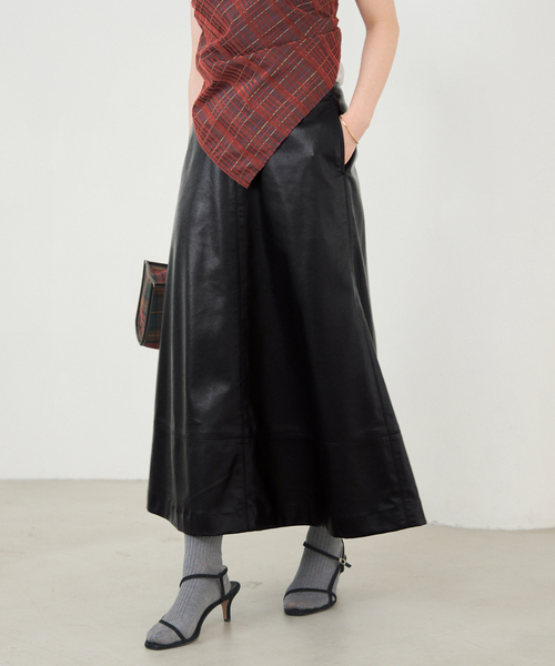 IENA スカート フェイクレザーフレアスカート : ZOZOTOWN Yahoo