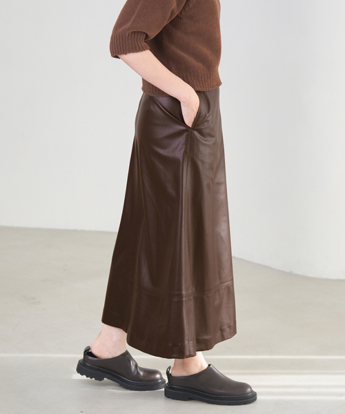 IENA スカート フェイクレザーフレアスカート : ZOZOTOWN Yahoo