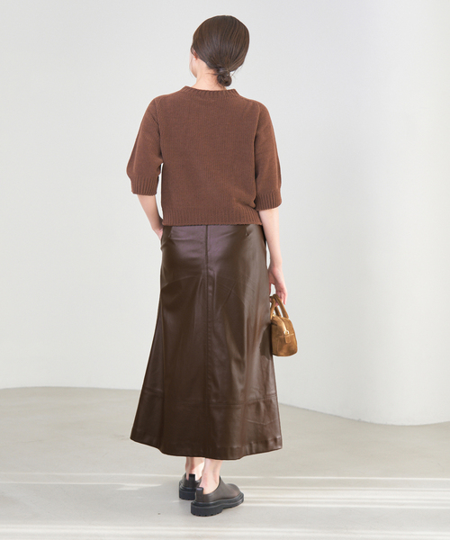 [最終価格]anuaans フェイクレザーフレアスカート ブラウン IENA スカート フェイクレザーフレアスカート : ZOZOTOWN Yahoo