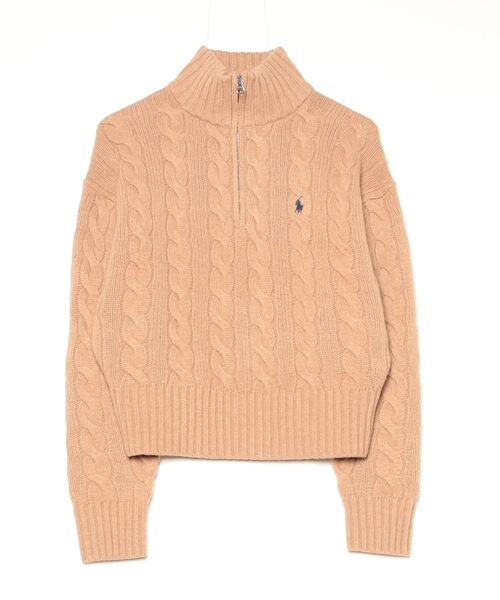 ポロ ラルフローレン ハーフジップ ニット セーター ウール カシミヤ ベージュ POLO RALPH LAUREN ニット セーター ケーブル ウールカシミヤ