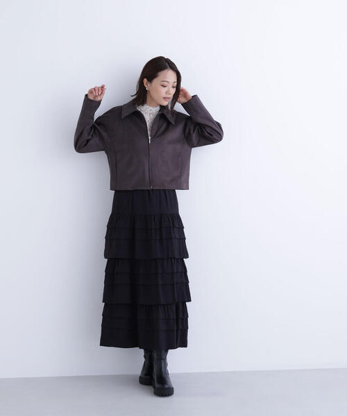 【新品】NATURAL BEAUTY BASICスエード風ブルゾンSサイズ NATURAL BEAUTY BASIC ブルゾン アウター ステンカラーフェイク