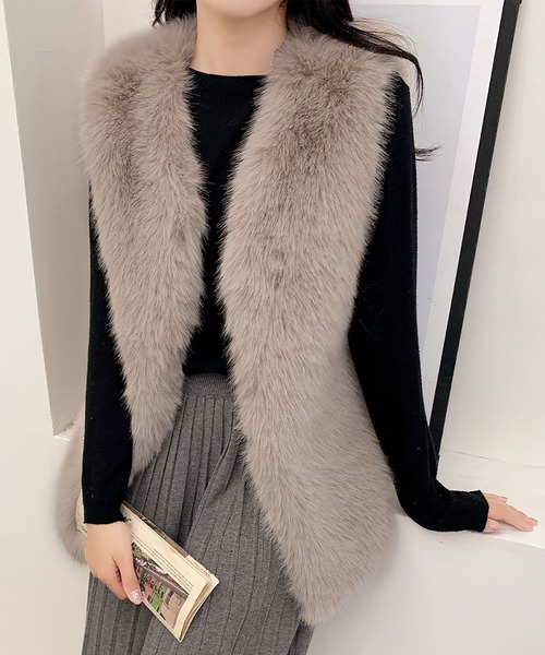 LOWO ベスト ジレ フェイクファー ジレ レディース : ZOZOTOWN Yahoo