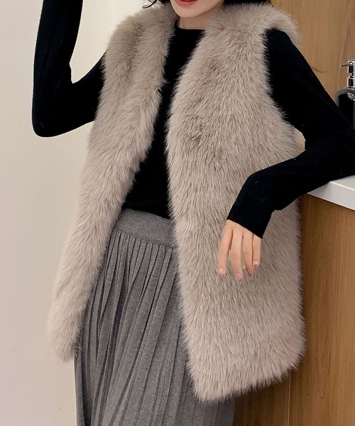 LOWO ベスト ジレ フェイクファー ジレ レディース : ZOZOTOWN Yahoo