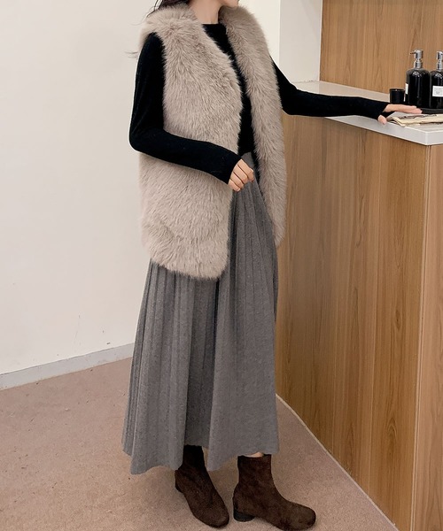 LOWO ベスト ジレ フェイクファー ジレ レディース : ZOZOTOWN Yahoo