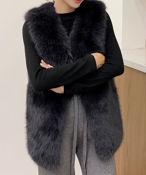 LOWO ベスト ジレ フェイクファー ジレ レディース : ZOZOTOWN Yahoo