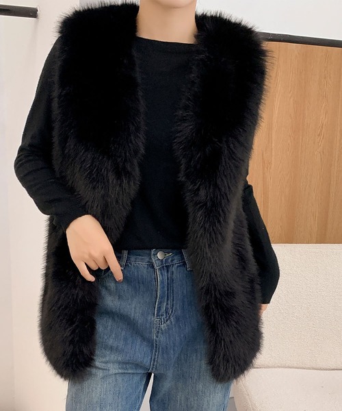 LOWO ベスト ジレ フェイクファー レディース : ZOZOTOWN Yahoo!店